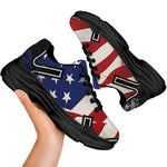 American Firefighter Emblem Print Black Chunky Shoes