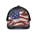 American Firefighter Emblem Print Black Mesh Trucker Hat
