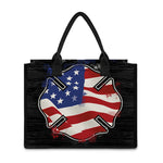 American Firefighter Emblem Print Canvas Tote Bag