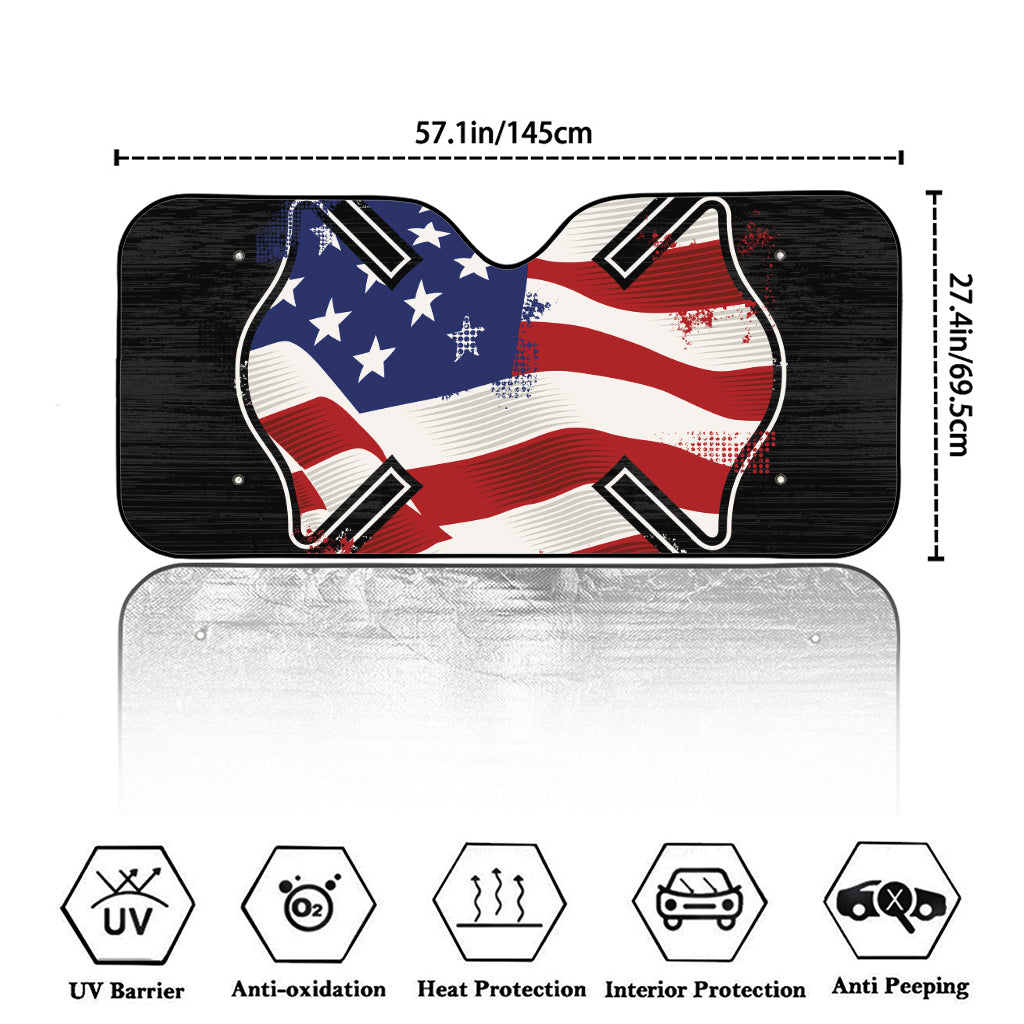 American Firefighter Emblem Print Car Windshield Sun Shade