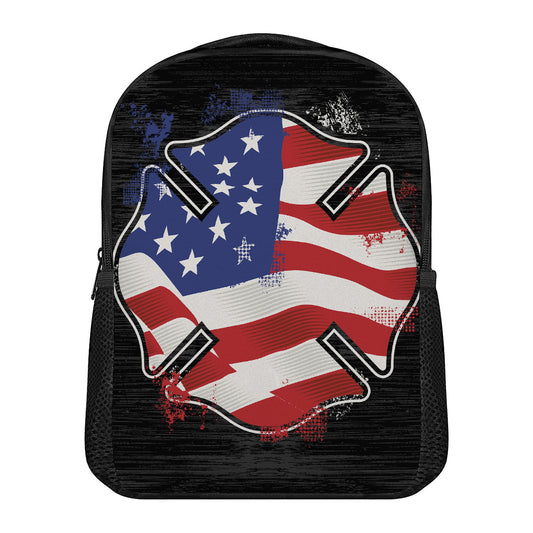 American Firefighter Emblem Print Casual Backpack