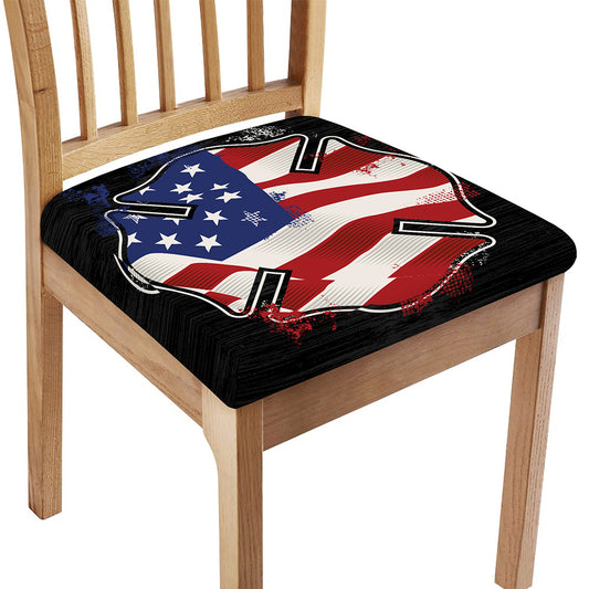 American Firefighter Emblem Print Chair Cushion Cover