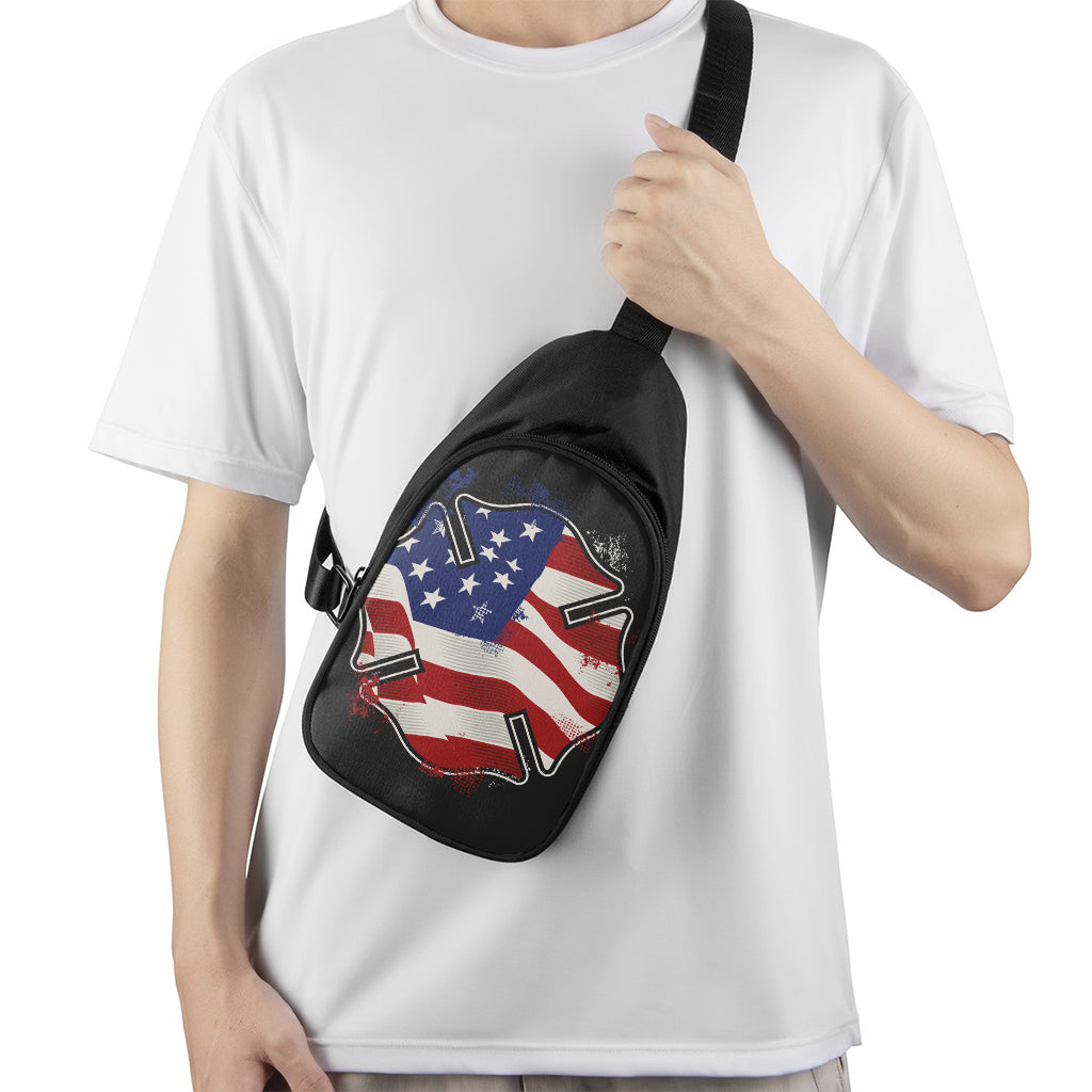 American Firefighter Emblem Print Chest Bag