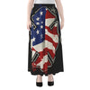 American Firefighter Emblem Print Chiffon Maxi Skirt