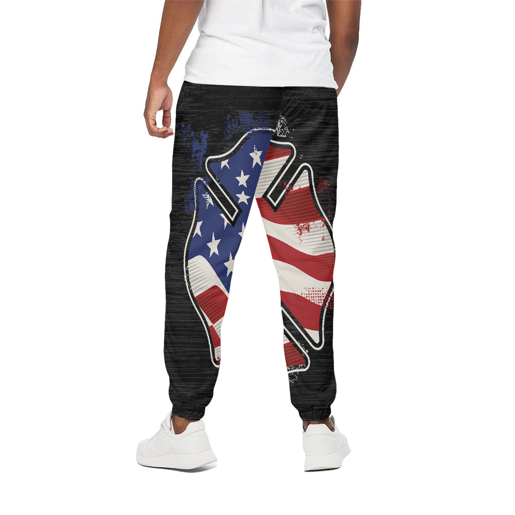 American Firefighter Emblem Print Cotton Pants
