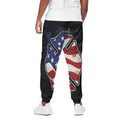 American Firefighter Emblem Print Cotton Pants