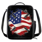 American Firefighter Emblem Print Crossbody Lunch Bag