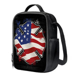 American Firefighter Emblem Print Crossbody Lunch Bag