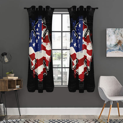American Firefighter Emblem Print Curtain