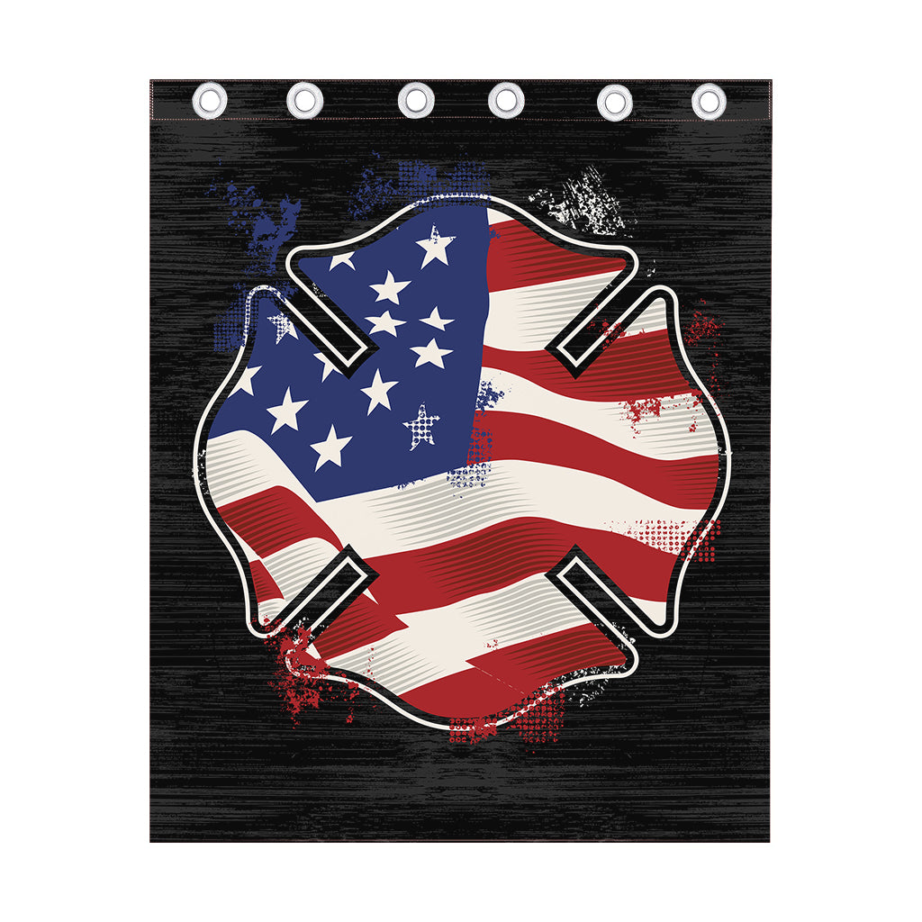 American Firefighter Emblem Print Curtain