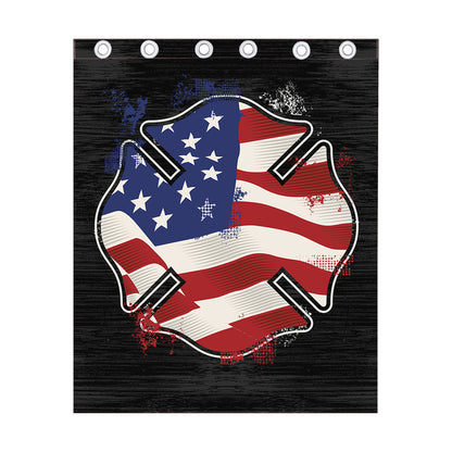 American Firefighter Emblem Print Curtain