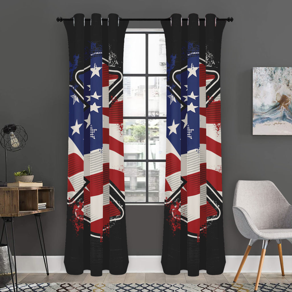 American Firefighter Emblem Print Curtain