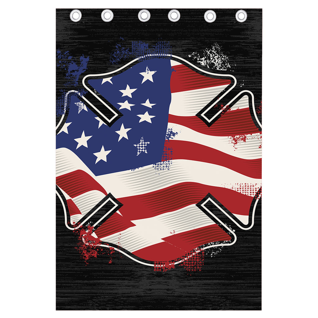American Firefighter Emblem Print Curtain