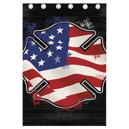 American Firefighter Emblem Print Curtain