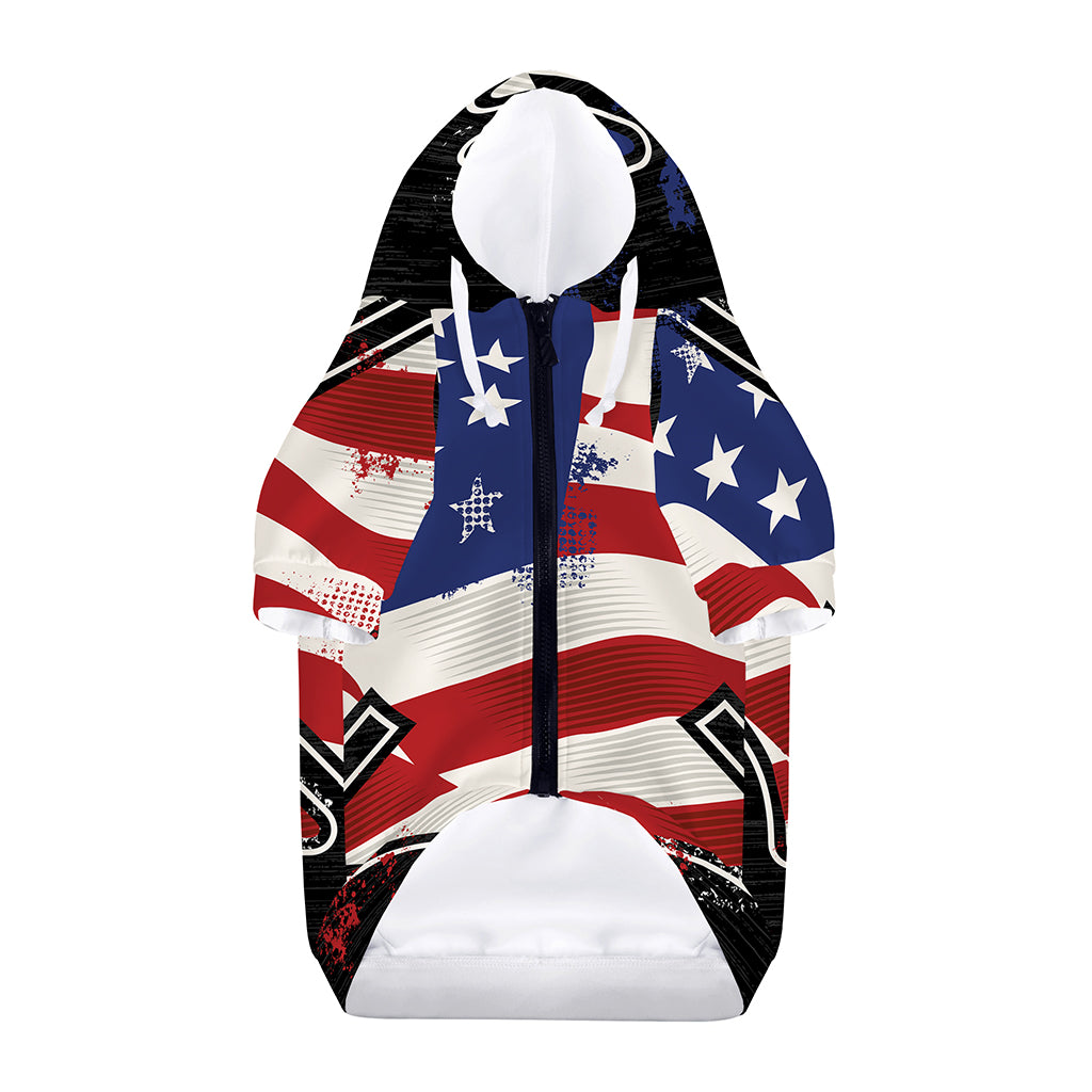 American Firefighter Emblem Print Dog Zip Up Hoodie