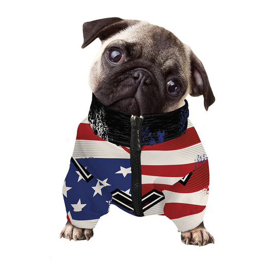 American Firefighter Emblem Print Dog Zip Up Jacket