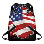 American Firefighter Emblem Print Drawstring Backpack