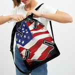 American Firefighter Emblem Print Drawstring Backpack