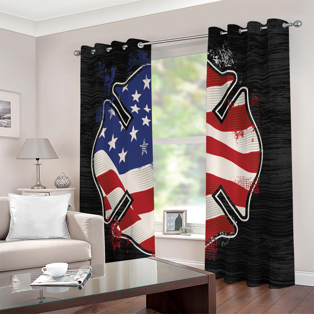 American Firefighter Emblem Print Extra Wide Grommet Curtains