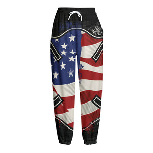 American Firefighter Emblem Print Fleece Lined Knit Pants