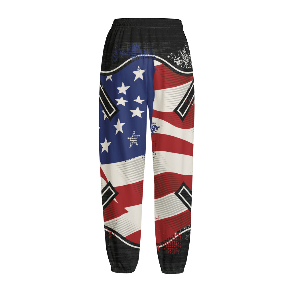 American Firefighter Emblem Print Fleece Lined Knit Pants