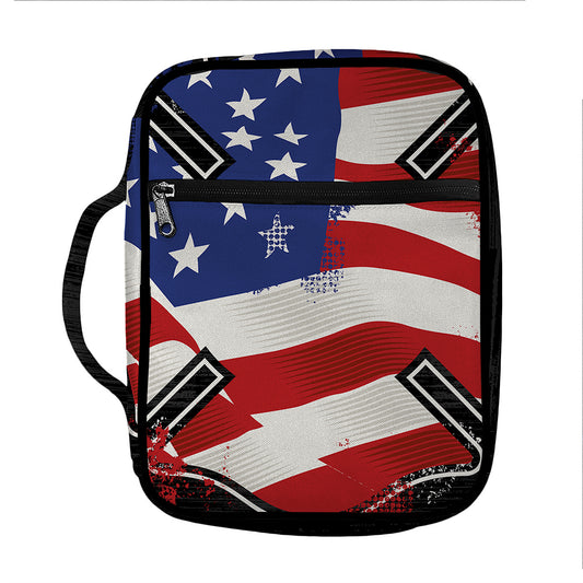 American Firefighter Emblem Print Front Pocket Bible Bag