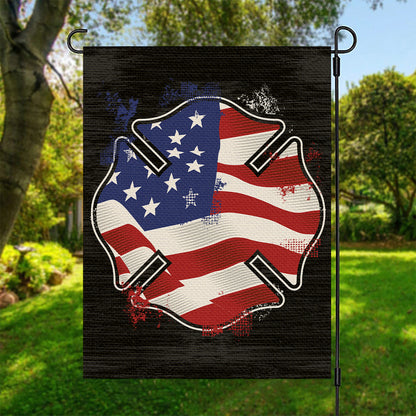 American Firefighter Emblem Print Garden Flag