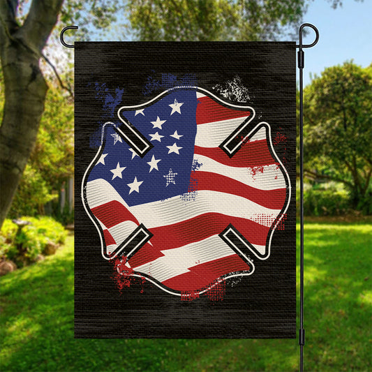 American Firefighter Emblem Print Garden Flag