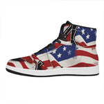American Firefighter Emblem Print High Top Leather Sneakers