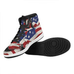 American Firefighter Emblem Print High Top Leather Sneakers