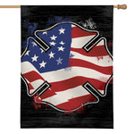 American Firefighter Emblem Print House Flag