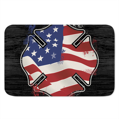 American Firefighter Emblem Print Indoor Door Mat