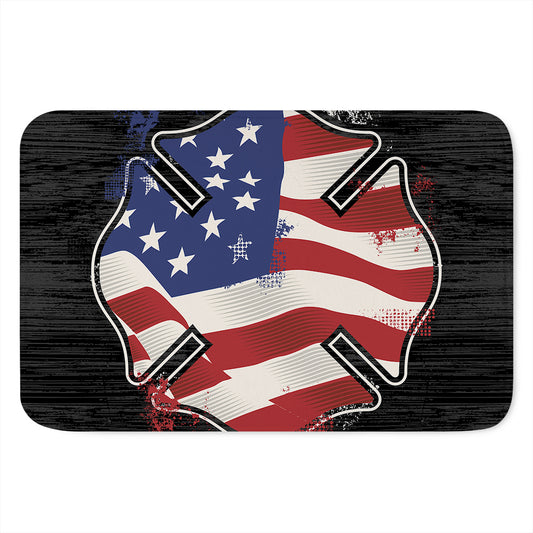 American Firefighter Emblem Print Indoor Door Mat