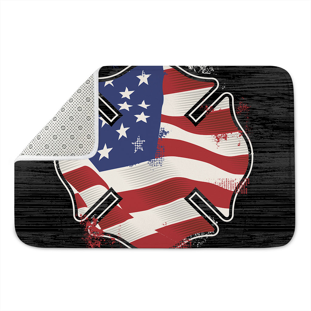 American Firefighter Emblem Print Indoor Door Mat