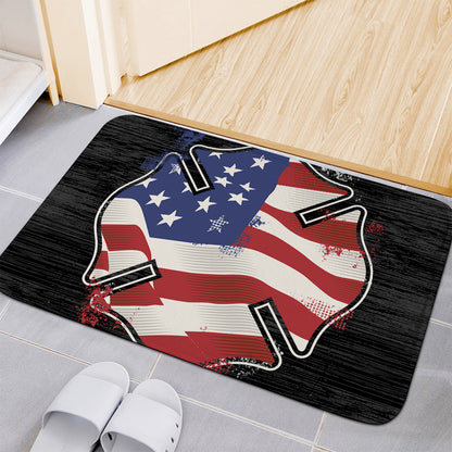 American Firefighter Emblem Print Indoor Door Mat