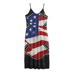 American Firefighter Emblem Print Jersey Midi Cami Dress