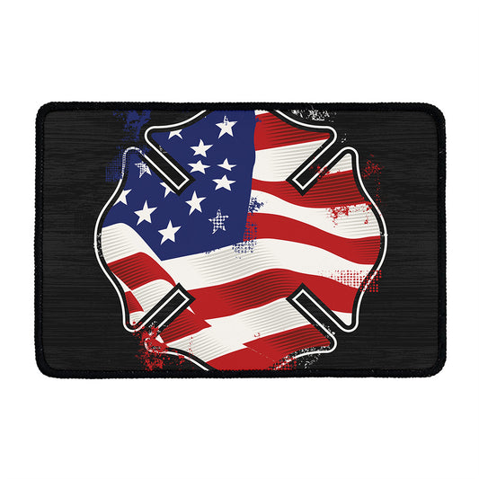 American Firefighter Emblem Print Kitchen Mat