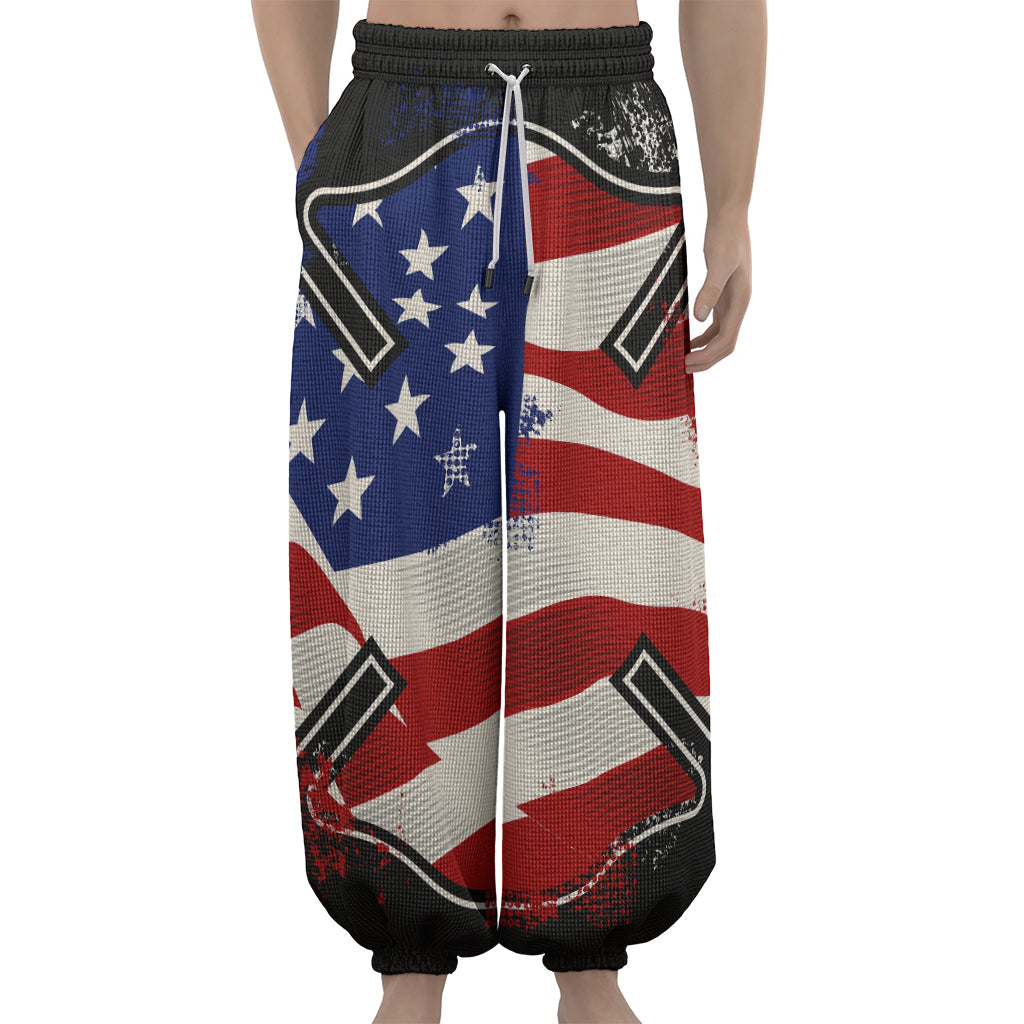 American Firefighter Emblem Print Lantern Pants