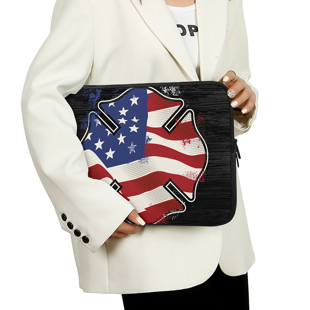 American Firefighter Emblem Print Laptop Sleeve