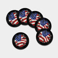 American Firefighter Emblem Print Leather Coaster Set