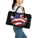 American Firefighter Emblem Print Leather Duffle Bag