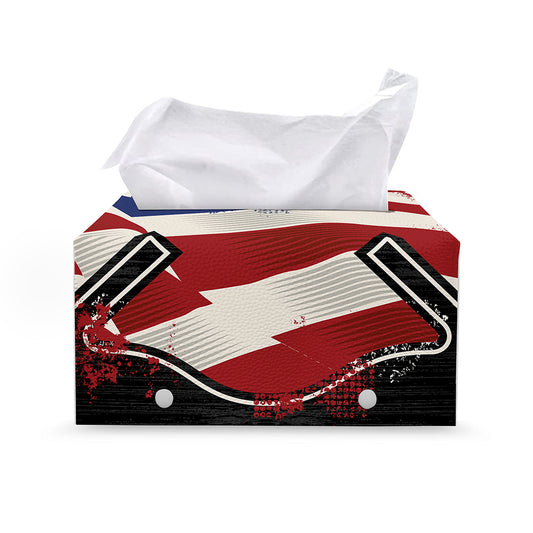 American Firefighter Emblem Print Leather Tissue Box Cover