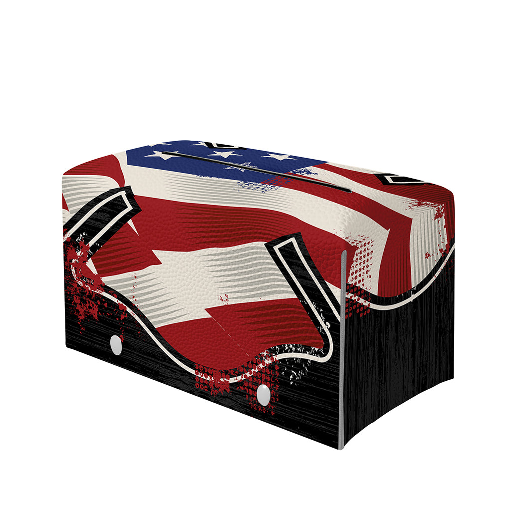 American Firefighter Emblem Print Leather Tissue Box Cover