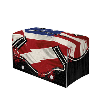 American Firefighter Emblem Print Leather Tissue Box Cover