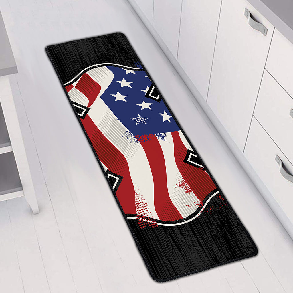 American Firefighter Emblem Print Long Kitchen Mat