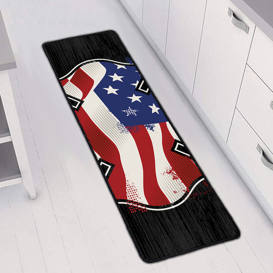 American Firefighter Emblem Print Long Kitchen Mat