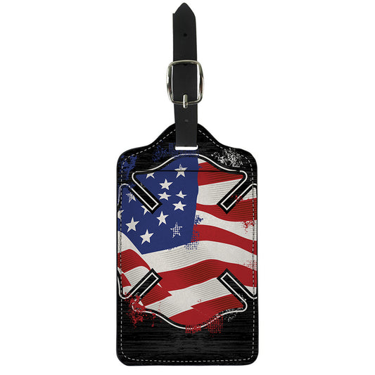 American Firefighter Emblem Print Luggage Tag