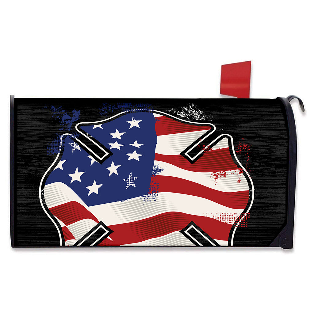 American Firefighter Emblem Print Mailbox Cover