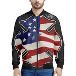 American Firefighter Emblem Print Men's Bomber Jacket
