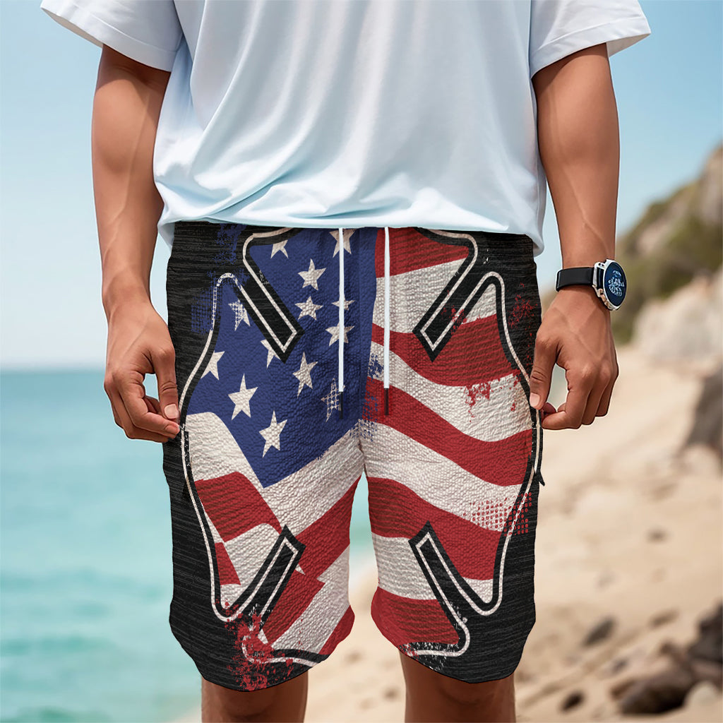 American Firefighter Emblem Print Men's Cargo Shorts